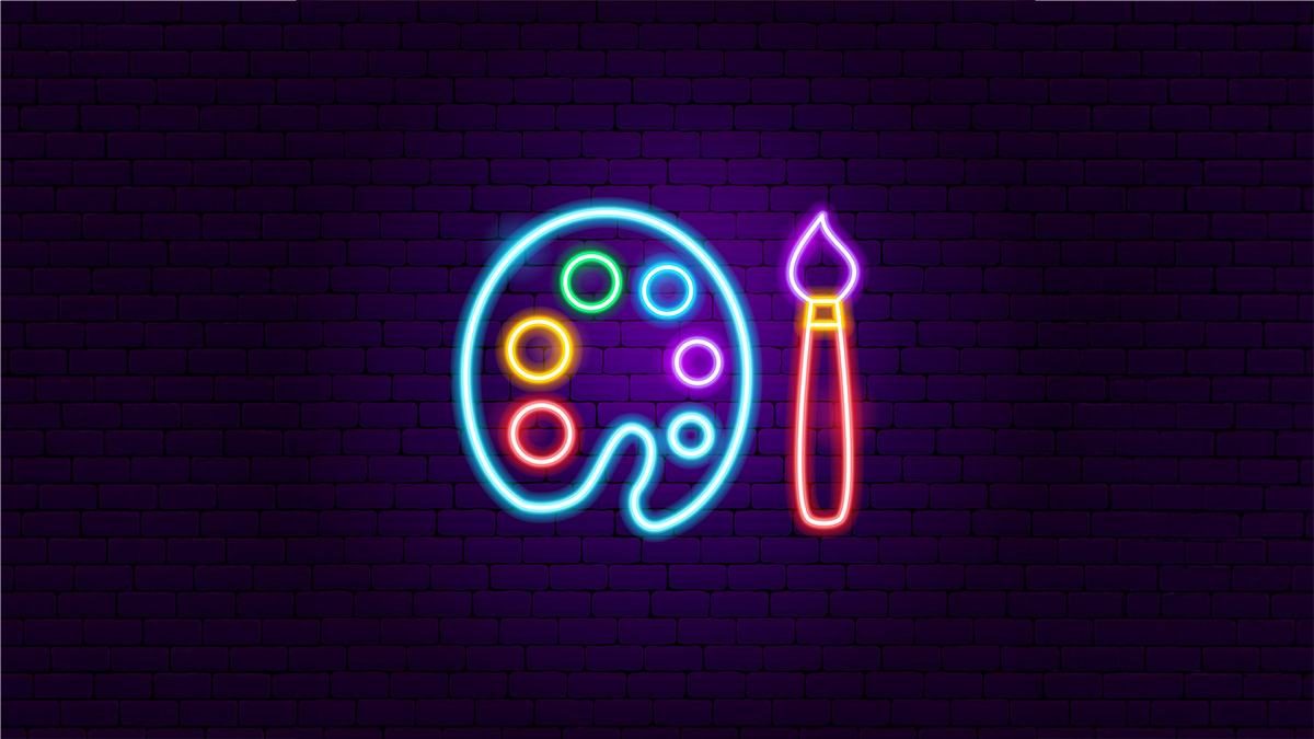 Neon sign of a painter's palette